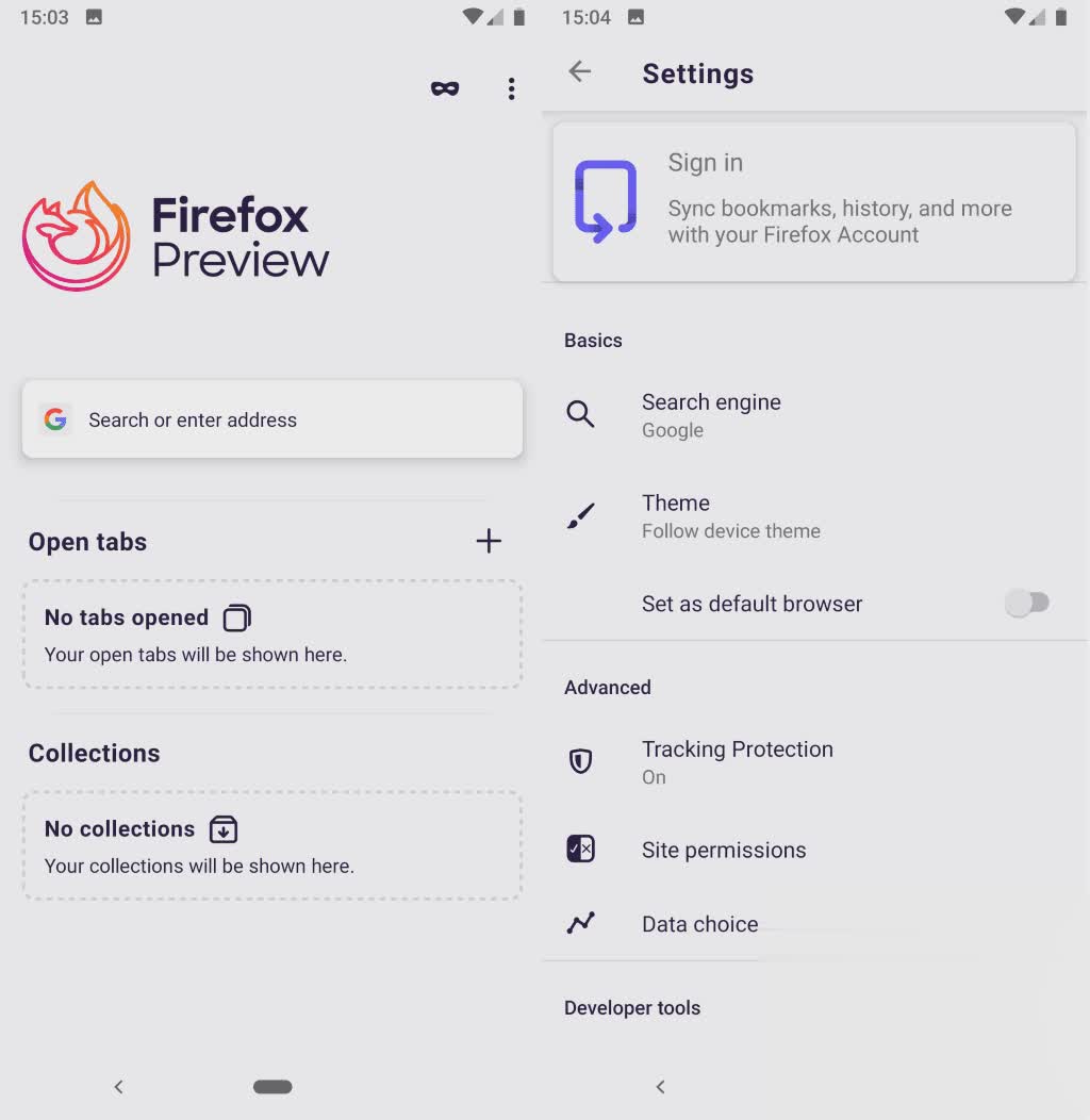 Firefox Preview版本V1.1二次更新内容