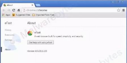 chrome浏览器遭eFast浏览器恶意软件删除取代