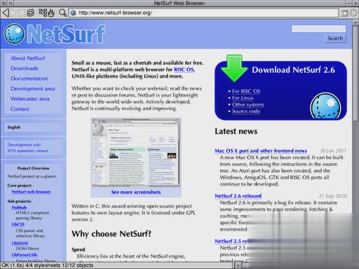 NetSurf轻量级跨平台Web浏览器3.9版本发布