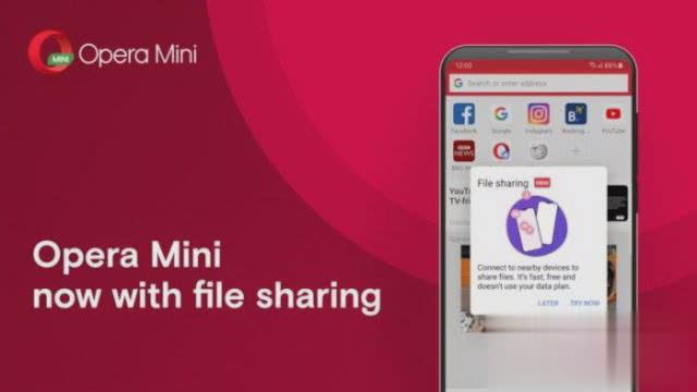 Opera Mini网络浏览器现支持离线文件共享